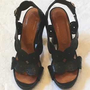 Chie Mihara sexy black leather die cut heels.